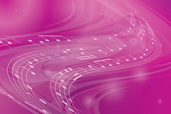 Muziek golvende roze achtergrond - vector — Stockvector