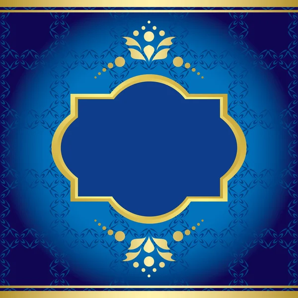 Голубая элегантная карта с золотым декором - вектор — стоковый вектор