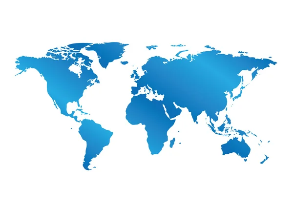 Kaart van de wereld met kleurovergang Blue - vector — Stockvector