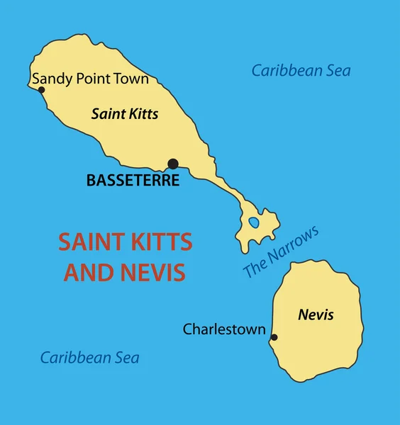 Föderation der Heiligen Kitts und Nevis - Vektorkarte — Stockvektor