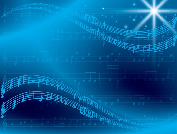 Абстрактный синий музыкальный фон со звездой - вектор — стоковый вектор