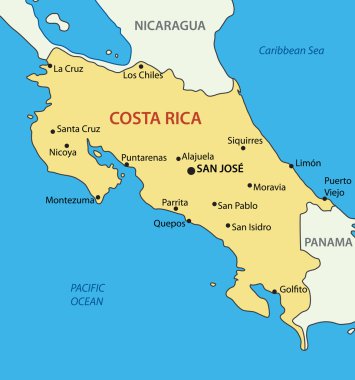 Republic of Costa Rica - vector map clipart