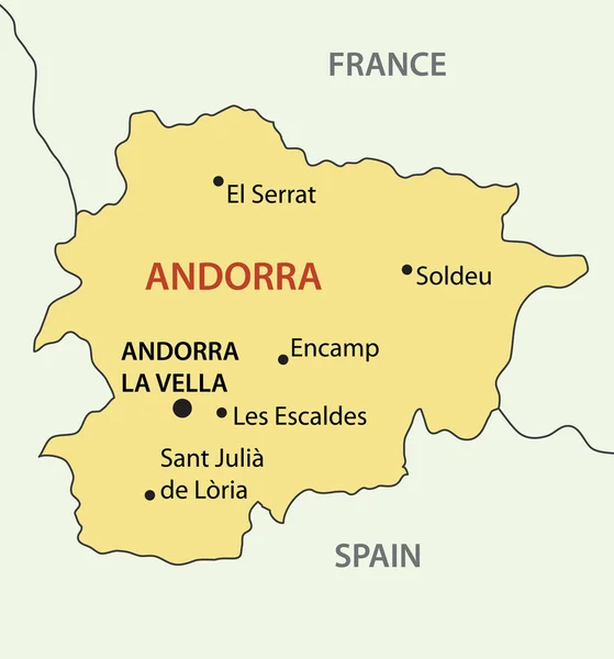 Knížectví Andorry - vektorové mapy — Stockový vektor