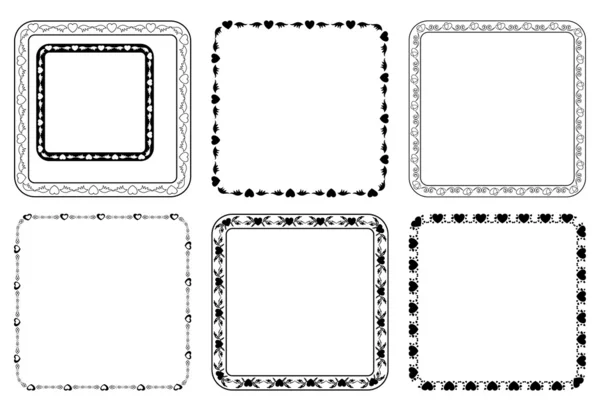 Ensemble de cadres carrés vectoriels pour la Saint Valentin — Image vectorielle