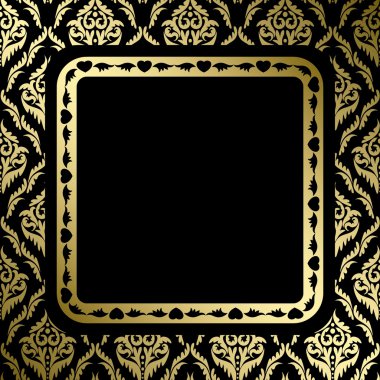 gold süsleme ve çerçeve arka plan siyah - vektör