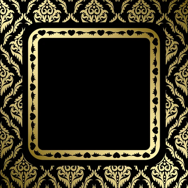 Sfondo nero con ornamento in oro e cornice - vettore — Vettoriale Stock