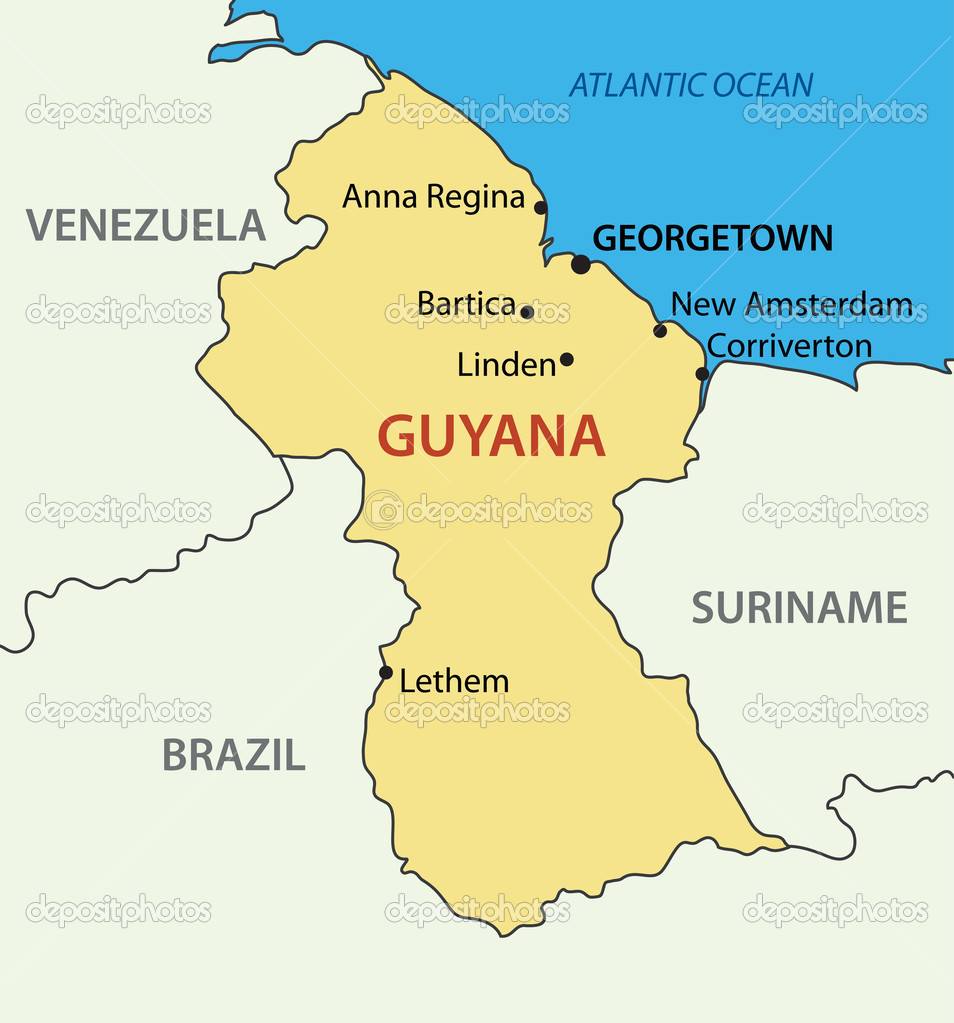 Mapa de guyana y brasil República Cooperativa de guyana mapa del