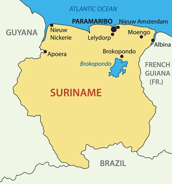 Republika Surinamu - mapa wektor — Wektor stockowy