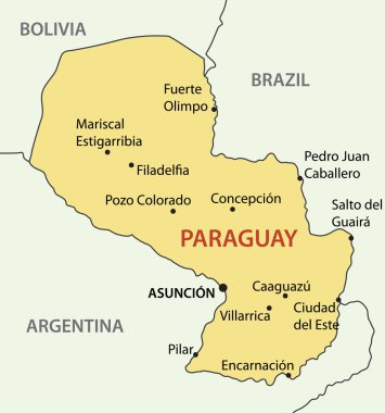 paraguay Cumhuriyeti - vektör harita