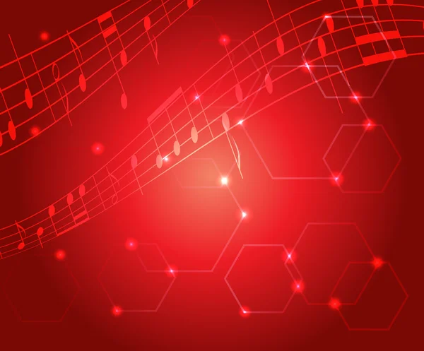 Bright red music background with gradient - vector — Stock Vector