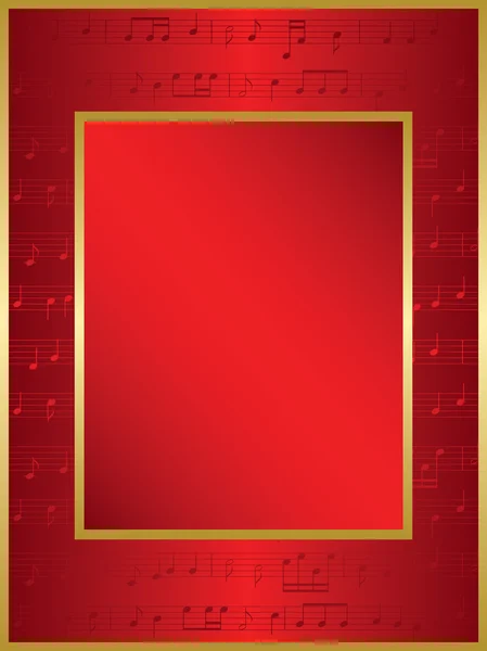 Leuchtend roter Hintergrund mit Noten - Vektor — Stockvektor