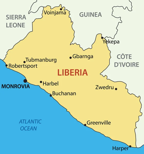 República de Liberia - mapa vectorial — Archivo Imágenes Vectoriales