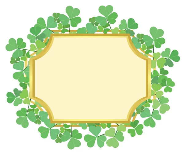 Gold frame with green shamrock - vector — Stock Vector