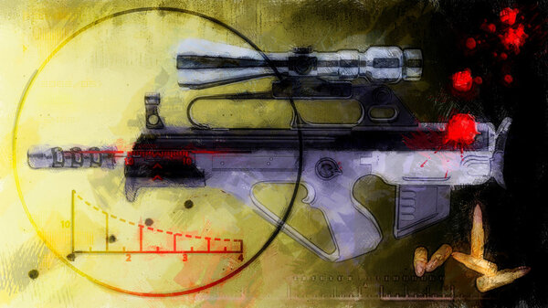 abstract background - rifle with optical sight