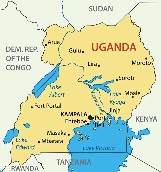 Republiki Ugandy - mapa wektor — Wektor stockowy