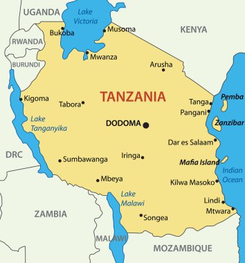 United Republic of Tanzania - vector map clipart