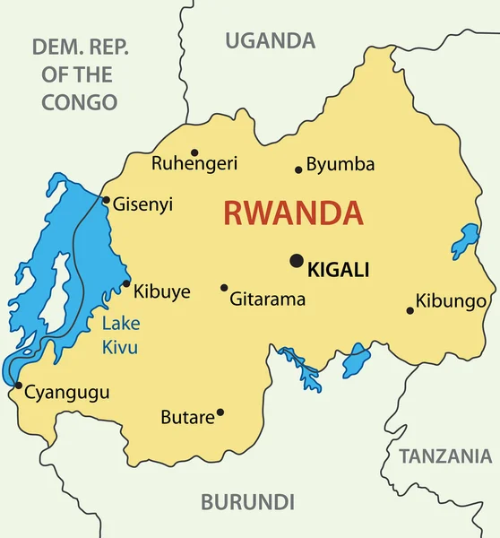 Republik Rwanda - peta vektor - Stok Vektor