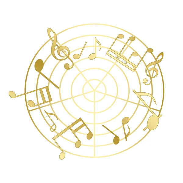 Notas de música dorada con gradiente - vector — Archivo Imágenes Vectoriales