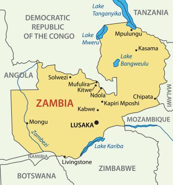 Zambiya Cumhuriyeti - vektör harita