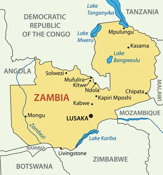 Republika Zambii - mapa wektor — Wektor stockowy