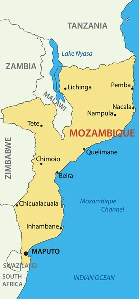 República de Mozambique - mapa vectorial — Vector de stock