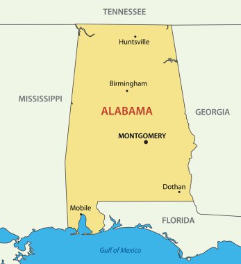 Alabama - vektör harita