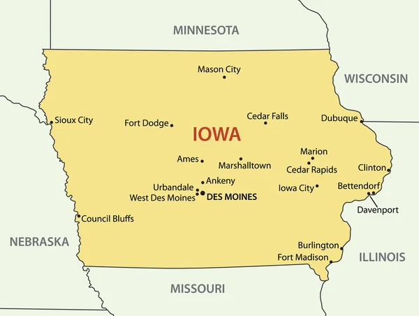 Iowa - mapa vectorial — Archivo Imágenes Vectoriales