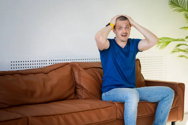 Portrait of a man at home. Attractive male — Stock Fotó