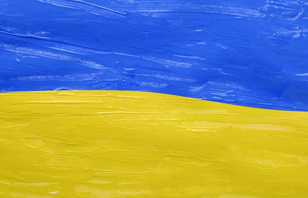 Ukrajinská žlutá a modrá vlajka malba jako pozadí — Stock fotografie