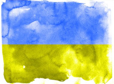 Mavi ve sarı Ukrayna bayrağı suluboya deseni