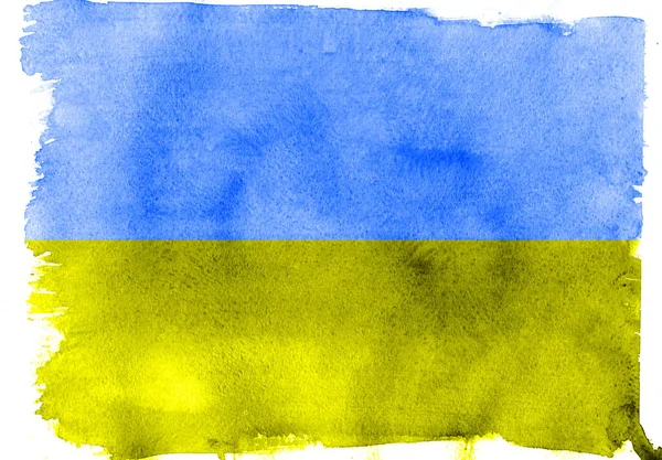 蓝色和黄色乌克兰国旗水彩图案 — 图库照片