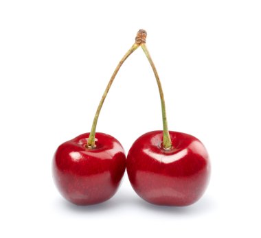 beyaz arkaplanda izole kirazlar