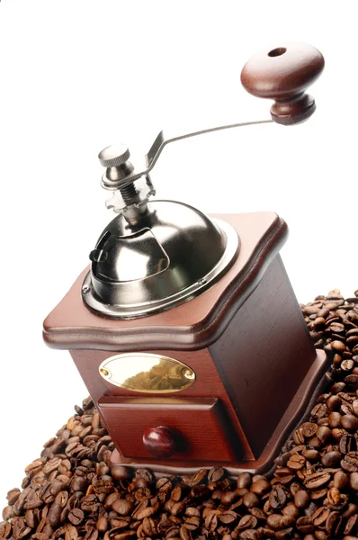 Kaffekvarn på vit bakgrund — Stockfoto