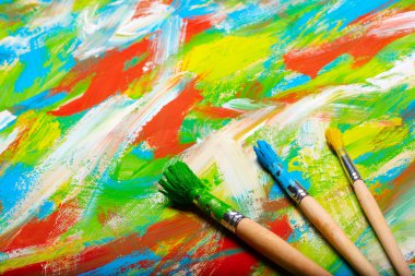 soyut grange zemin üzerine Boya fırçaları