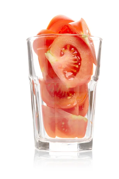 Rodajas de tomate en vaso — Foto de Stock
