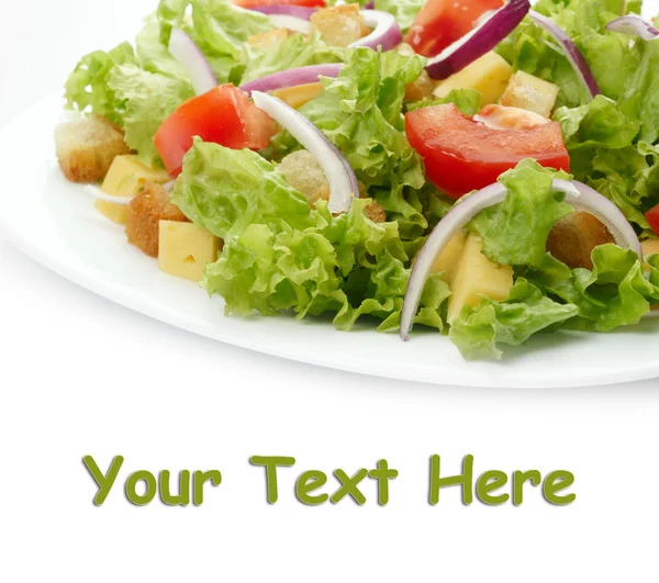 Salad di piring putih — Stok Foto