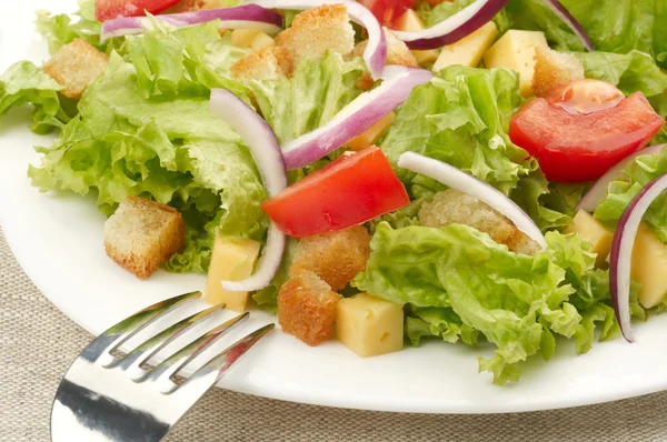 Salada em prato branco — Fotografia de Stock