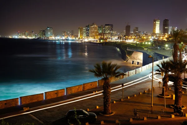 Tel. Nachtansicht aus Jaffa — Stockfoto