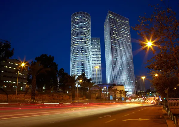 Tel aviv noční panoráma, Izrael — Stock fotografie