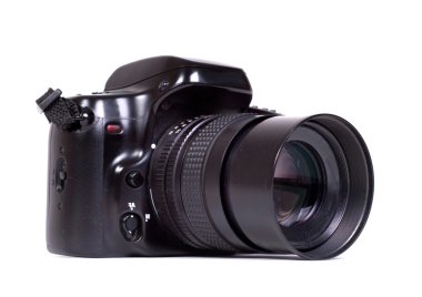 slr fotoğraf makinesi üzerinde beyaz izole