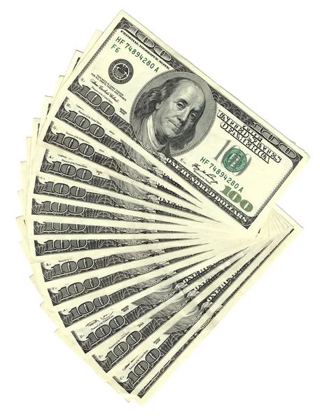 Foto de 100 billetes aislados en blanco —  Fotos de Stock
