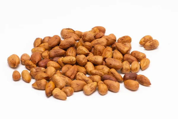 Lískové Ořechy Bez Skořápky Nebo Loupané Ořechy Izolované Bílém Pozadí — Stock fotografie