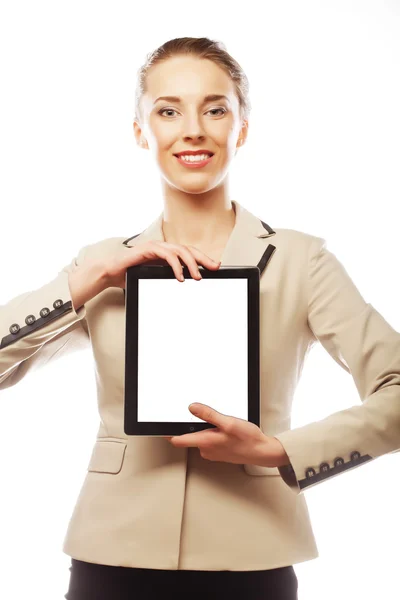 女人的年轻商业显示平板电脑 — 图库照片