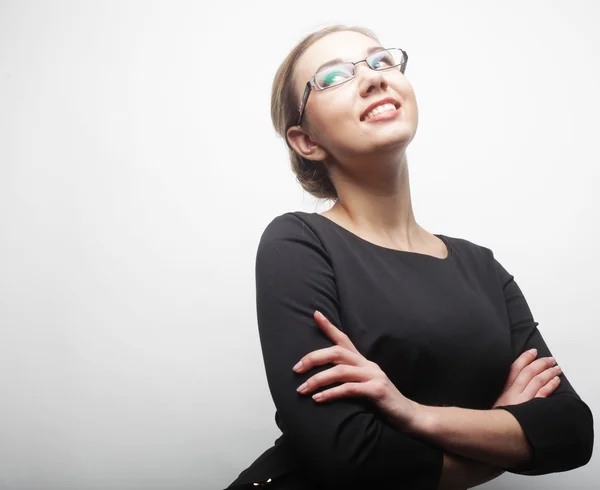 Jovem mulher de negócios com óculos — Fotografia de Stock