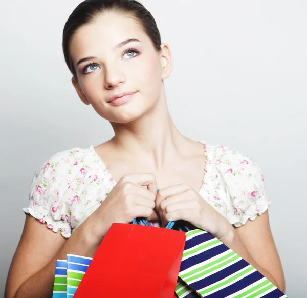 Shopping woman holding bags — Stock Photo, Image
