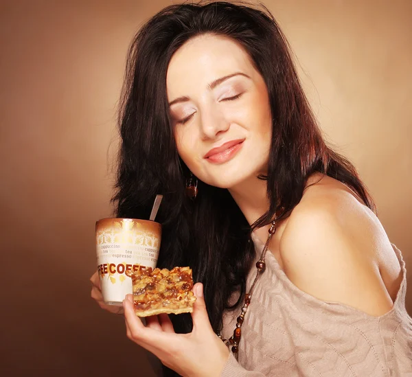 Woman with coffee and cookies — Stock Photo, Image