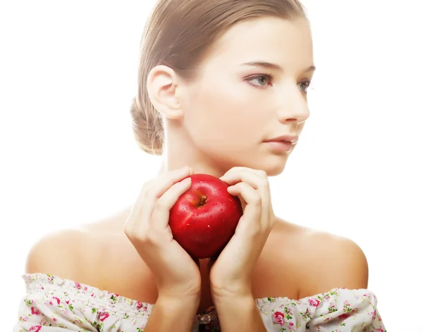 Attractive young woman with an apple — Stock Photo, Image