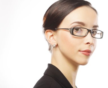 Gözlüklü genç iş kadını.