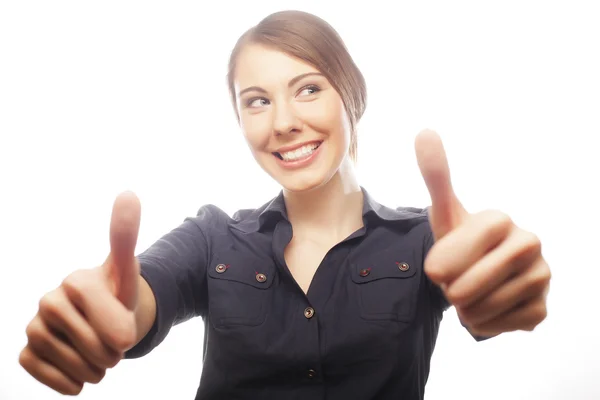 Business woman giving thumbs up — Stock Photo, Image