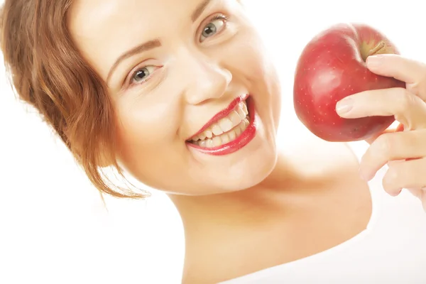 Young girl with a red apple in hand Royalty Free Stock Images